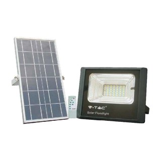 Projektor LED Solarny V-TAC 12W Czarny IP65, Pilot, Timer VT-25W 4000K 550lm