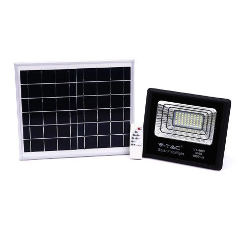 Projektor LED Solarny V-TAC 16W Czarny IP65, Pilot, Timer VT-40W 4000K 1050lm