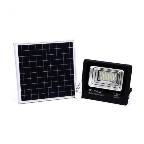 Projektor LED Solarny V-TAC 20W Czarny IP65, Pilot, Timer VT-60W 4000K 1650lm