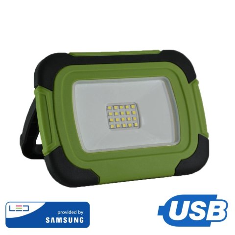 Projektor LED V-TAC 10W Ładowalny USB SAMSUNG CHIP Funkcja SOS 3,7V Li-Ion IP44 VT-10-R 4000K 700lm