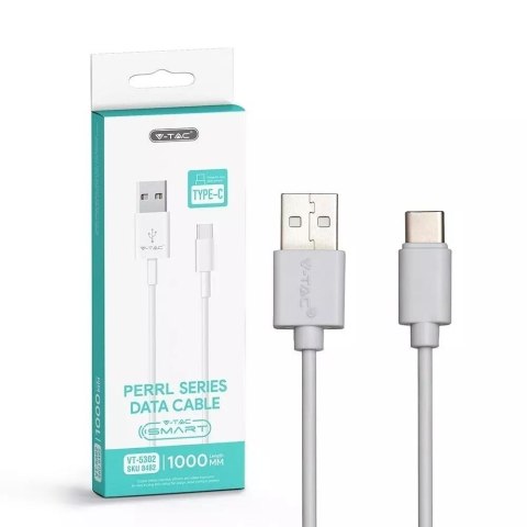 Przewód USB V-TAC Typ C 1M Biały Seria Pearl VT-5302