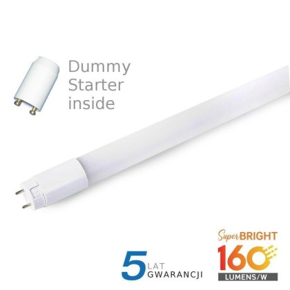 Tuba Świetlówka LED T8 V-TAC 7W 60cm Nano Plastic 160Lm/W VT-1607 6400K 1120lm 5 Lat Gwarancji