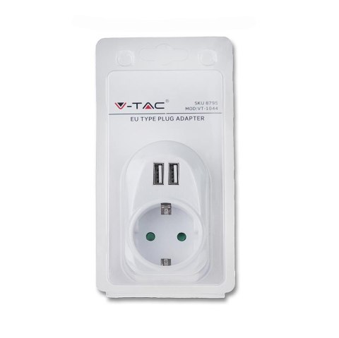 Adapter do gniazda 2x USB 2,1A V-TAC Biały VT-1044