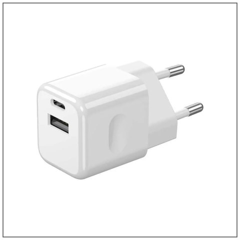 Ładowarka USB V-TAC SZYBKA 30W Biała MINI Dual USB Type-A Type-C VT-5330-W