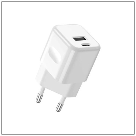 Ładowarka USB V-TAC SZYBKA 30W Biała MINI Dual USB Type-A Type-C VT-5330-W