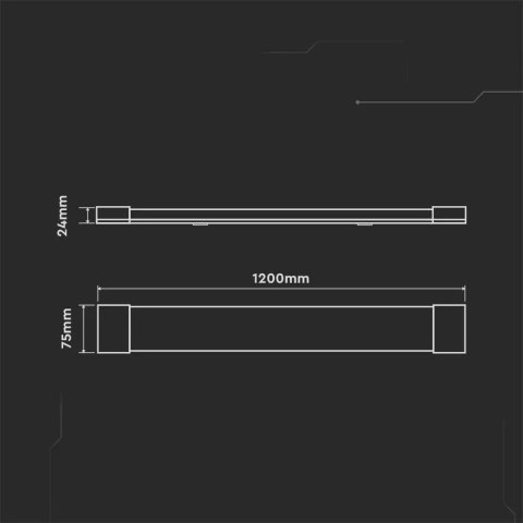 Oprawa V-TAC 40W LED Liniowa Natynkowa SAMSUNG CHIP 120cm 120Lm/W VT-8-40 6400K 4800lm 5 Lat Gwarancji