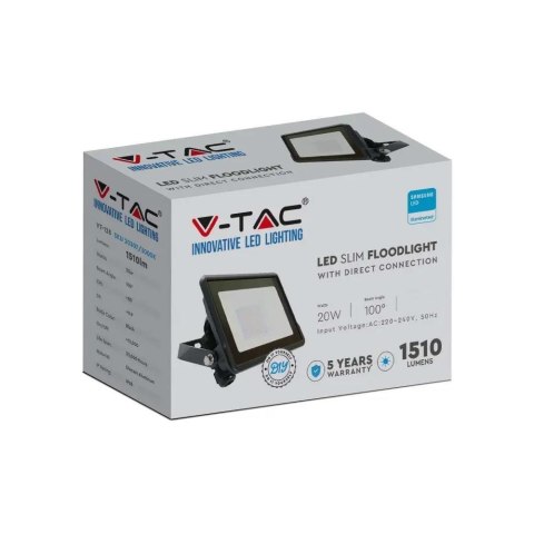 Projektor LED V-TAC 20W SAMSUNG CHIP Czarny Z MUFĄ VT-128 4000K 1510lm 5 Lat Gwarancji