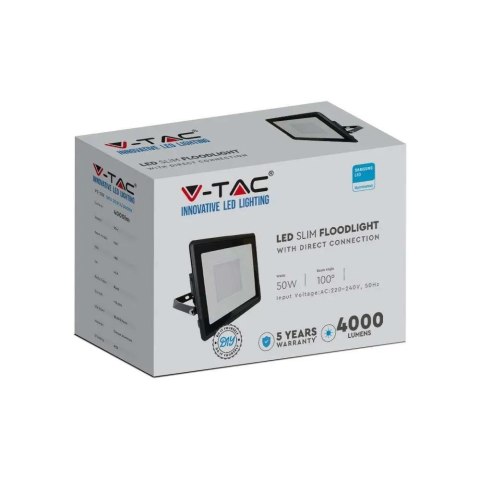 Projektor LED V-TAC 50W SAMSUNG CHIP Czarny Z MUFĄ VT-158 4000K 4000lm 5 Lat Gwarancji