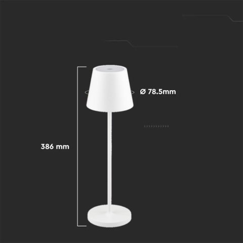 Lampka Biurkowa Nocna V-TAC 2W LED Ładowanie Ściemnianie IP54 Biała VT-7522 3000K 200lm