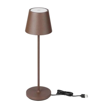 Lampka Biurkowa Nocna V-TAC 2W LED 38cm Ładowanie Ściemnianie IP54 Brąz Corten VT-7522 3000K 200lm