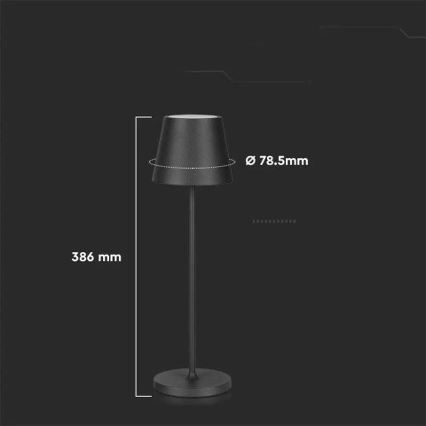 Lampka Biurkowa Nocna V-TAC 2W LED Ładowanie Ściemnianie IP54 Czarna VT-7522 3000K 200lm