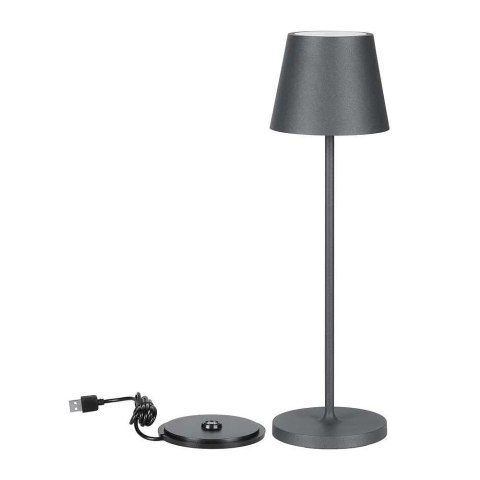 Lampka Biurkowa Nocna V-TAC 2W LED Ładowanie Ściemnianie IP54 Szara VT-7522 3000K 200lm