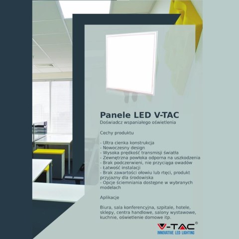 Panel LED V-TAC 36W 600x600 120Lm/W PMMA VT-6136 3000K 4320lm