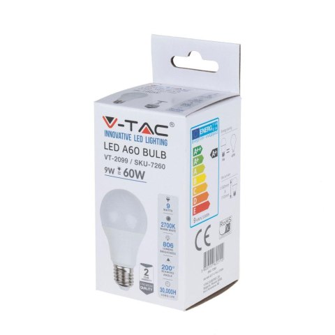 Żarówka LED V-TAC 9W E27 A60 VT-2099 6400K 806lm