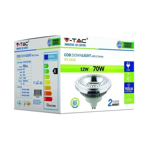 Żarówka LED V-TAC AR111 12W GU10 230V 40st COB VT-1112 4000K 900lm