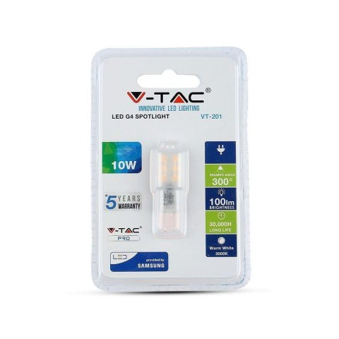 Żarówka LED V-TAC SAMSUNG CHIP 1.1W G4 VT-201 3000K 100lm 5 Lat Gwarancji