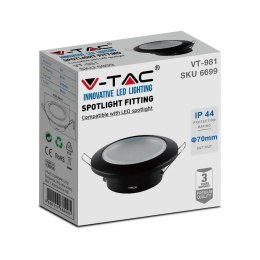 Oczko V-TAC GU10 Wpuszczane Okrągłe Szczelne z szybą IP44 Czarny VT-981 3 Lata Gwarancji