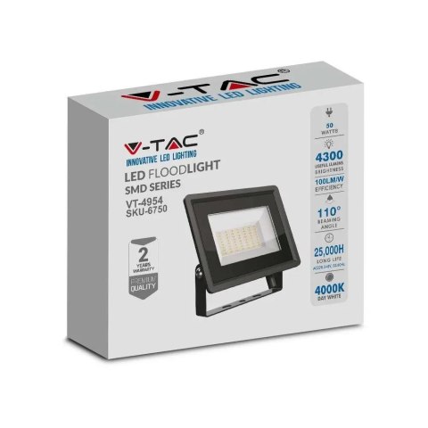 Projektor LED V-TAC 50W SMD F-CLASS Czarny VT-4954 4000K 4300lm