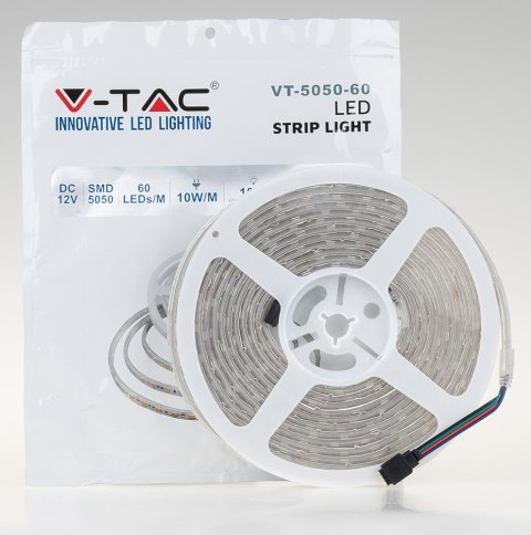 Taśma LED V-TAC SMD5050 300LED IP65 RĘKAW 10,8W/m VT-5050 RGB 1000lm