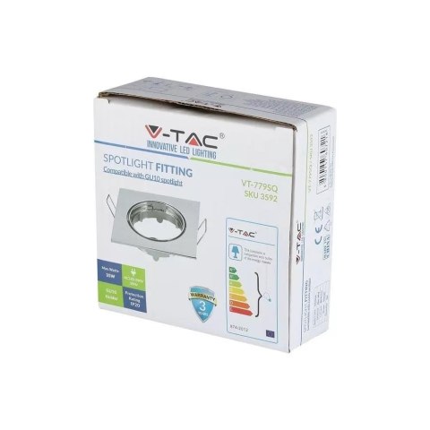 Oczko V-TAC GU10 Kwadrat Ruchome Chrom VT-779-CH-SQ