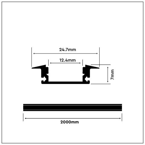 Profil Aluminiowy V-TAC 2mb Anodowany, Klosz Mleczny, Wpuszczany VT-8106