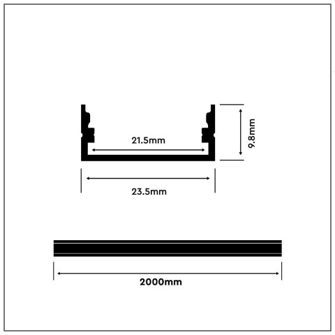 Profil Aluminiowy V-TAC 2mb Czarny Klosz Czarny, Na dwie taśmy VT-8108