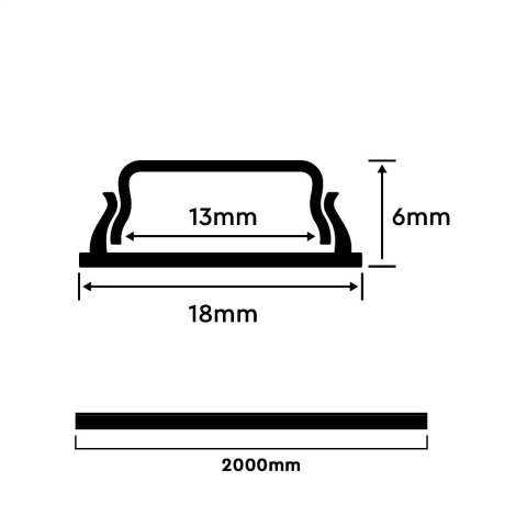 V-TAC VT-8138 Profil do taśm LED giętki anodowany 18x6mm 2mb