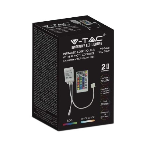 Sterownik Taśm V-TAC LED RGBW CCT 12V/24V Podczerwień 28 Przycisków VT-2428