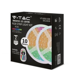 Taśma LED V-TAC Zestaw RGB SMD5050 2x5mb Pilot Sterownik Zasilacz VT-5050 300 RGB 500lm