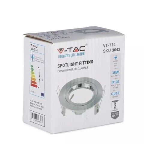 Oczko V-TAC Aluminiowe Odlew GU10 Okrągłe Satyna VT-774-SN