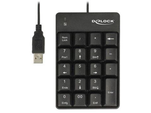KLAWIATURA DELOCK NUMERYCZNA USB 19 KLAWISZY CZARNA