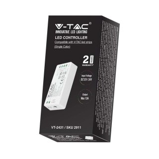 Kontroler Sterownik Ściemniacz V-TAC MONO Jednokolorowy 12A 12V-144W 24V-288W VT-2431