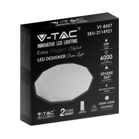 Plafon Sufitowy V-TAC 60W LED Pilot CCT fi.500 Gwiazdy Diament VT-8557 3000K-6500K 6000lm