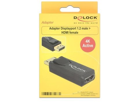 ADAPTER DISPLAYPORT(M) 1.2->HDMI(F) AKTYWNY CZARNY DELOCK