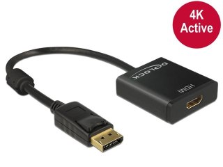 ADAPTER DISPLAYPORT(M) 1.2->HDMI(F) NA KABLU 20CM AKTYWNY CZARNY DELOCK