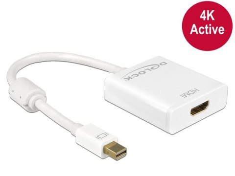 ADAPTER DISPLAYPORT MINI(M) 1.2->HDMI(F) NA KABLU 20CM AKTYWNY BIAŁY DELOCK