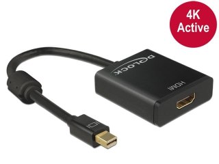 ADAPTER DISPLAYPORT MINI(M) 1.2->HDMI(F) NA KABLU 20CM AKTYWNY CZARNY DELOCK