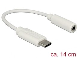 ADAPTER USB-C(M) 2.0->MINIJACK 3.5MM(F) NA KABLU 14CM BIAŁY DELOCK