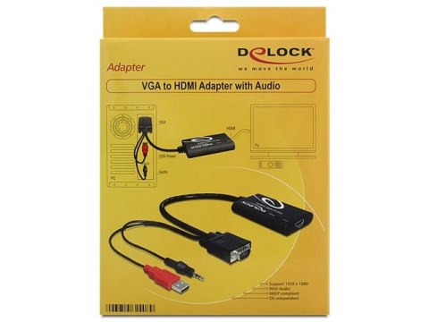 ADAPTER VGA+AUDIO 3.5MM JACK+POWER USB->HDMI DELOCK (USZKODZONE OPAKOWANIE)