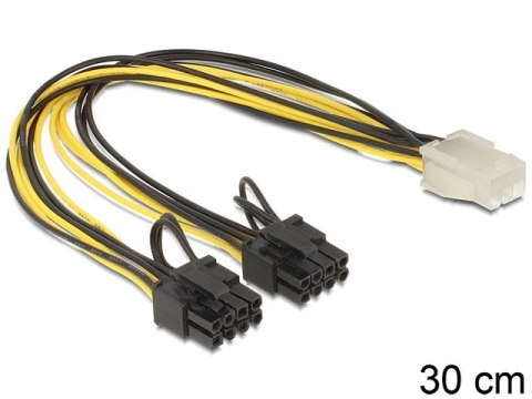 KABEL ROZDZIELACZ ZASILANIA PCI EXPRESS 6 PIN(F)->2X PCI EXPRESS 8 PIN(M) 30CM DELOCK