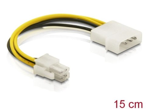 KABEL ZASILAJĄCY WEWNĘTRZNY CPU P4 4PIN(M)->MOLEX 4PIN(M) 15CM DELOCK