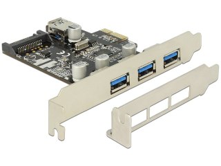 KARTA PCI EXPRESS X1->3X USB-A 3.0 + 1X USB-A WEWNĘTRZNY DELOCK
