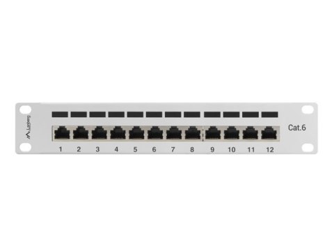 PATCH PANEL 12 PORT 1U 10" EKRANOWANY KAT.6 SZARY LANBERG