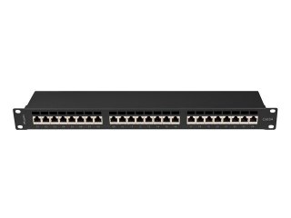 PATCH PANEL 24 PORT 1U 19" KAT.6A EKRANOWANY CZARNY LANBERG