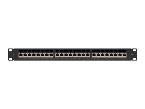 PATCH PANEL 24 PORT 1U 19" KAT.7 EKRANOWANY CZARNY LANBERG