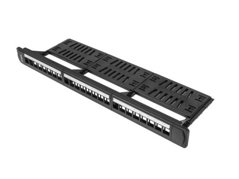 PATCH PANEL PUSTY 24 PORT 1U 19" Z ORGANIZEREM DO MODUŁÓW KEYSTONE CZARNY LANBERG