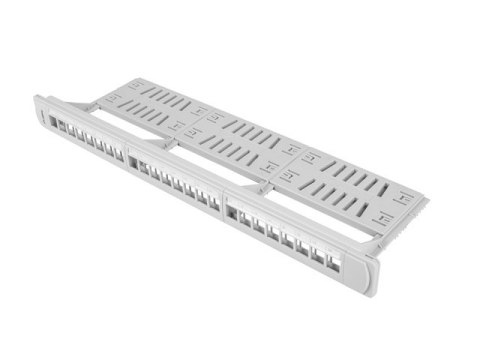 PATCH PANEL PUSTY 24 PORT 1U 19" Z ORGANIZEREM DO MODUŁÓW KEYSTONE SZARY LANBERG