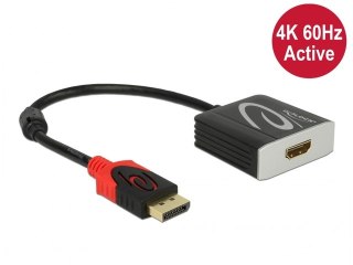 ADAPTER DISPLAYPORT(M) 1.4->HDMI(F) NA KABLU 20CM 4K 60HZ AKTYWNY HDR CZARNY DELOCK