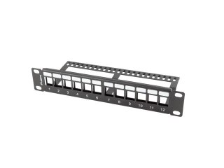 PATCH PANEL PUSTY 12 PORT 1U 10" Z ORGANIZEREM DO MODUŁÓW KEYSTONE CZARNY LANBERG