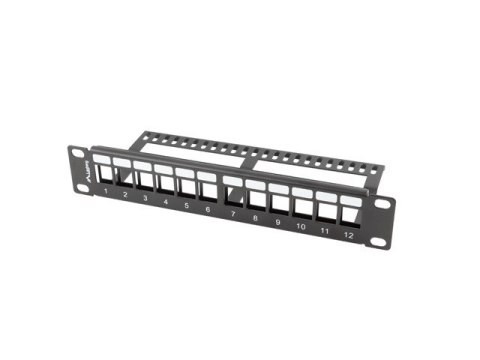 PATCH PANEL PUSTY 12 PORT 1U 10" Z ORGANIZEREM DO MODUŁÓW KEYSTONE CZARNY LANBERG